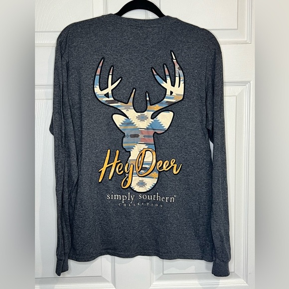 Simply Southern Women’s Gray Hey Deer Tee - Size Medium - Picture 4 of 5